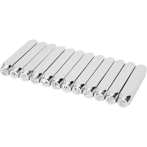 Ensemble de 12 outils de marquage à motifs en acier au carbone de 6 mm (1/4 pouce) adaptés au métal, au cuir et aux bijoux. (1/5)