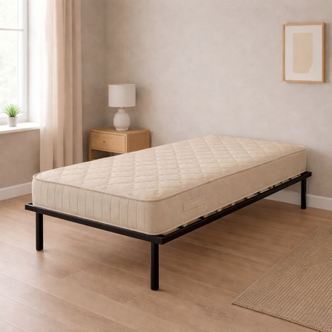 Ensemble Matelas 70x190 et sommier Tissu Ignifuge - Hauteur 20 cm - Confort Très Ferme - Mousse Extrêmement Durable - Protège Ensemble Matelas et sommier Offerts - Sommier Démonté