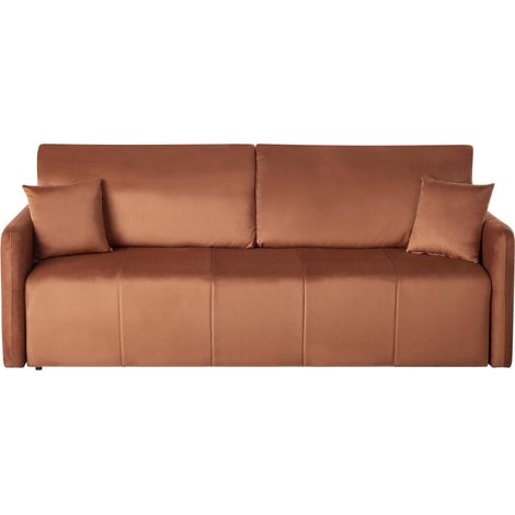 Schlafsofa 3-Sitzer EGGE Samtstoff Goldbraun