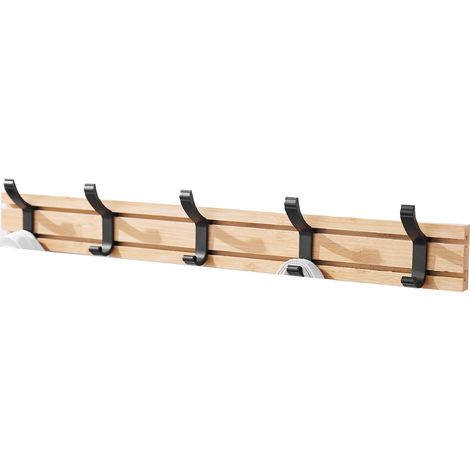 Schwarzer 5-Haken-Wandhaken für Holzstämme, nicht perforierte, bewegliche Kleidung (1/5)