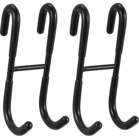 Ganchos de almacenamiento para el hogar de acero inoxidable negro, paquete de 2, fácil instalación, gran capacidad de carga, para puertas y espacios pequeños. (1/5)