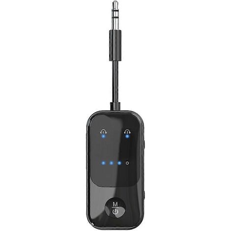 Émetteur-récepteur audio Bluetooth 5.2, adaptateur sans fil AUX 3,5 mm, micro stéréo Hi-Fi pour voiture, avion, TV, PC, casque audio B (1/5)