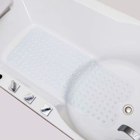 Tapis de Baignoire de Bain de Sécurité Antidérapant Extra Long Anti Glisse pour Salle de Bain avec Grip d\aspiration 100x40CM (1/4)