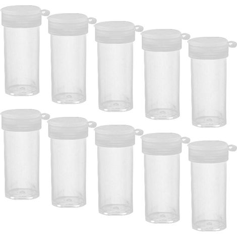 Set mit 10 Mini-Salzstreuern aus Kunststoff, extra klein, Salzstreuer aus Kunststoff mit Deckel für Reisen und Camping (transparent)