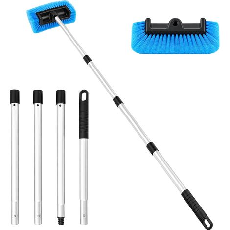 Brosse de lavage véhicule avec tige d’extension 157cm, anti‑rayure, pour roues, camping‑car, SUV, camion, bateau (1/5)