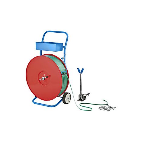 Juego de flejado  cinta de PET  aparato tensor y precintador 