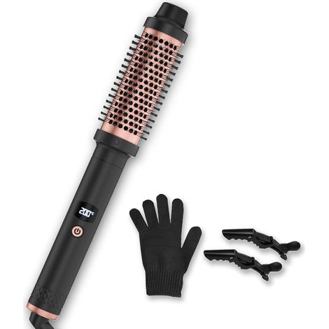 Thermal Brush 38mm, 3 en 1 Brosse Thermique avec LCD 120-200℃  Température Réglable, Brosse Ronde Chauffante,Brosse Électrique Cheveux Bouclés,Brosse Lissante pour Cheveux Peigne Chauffant (1/5)
