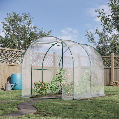 Serre tunnel de jardin - porte roulante et cadre en acier - serre balcon pour plantes et potager avec couverture en PVC - 2x2,5x2m