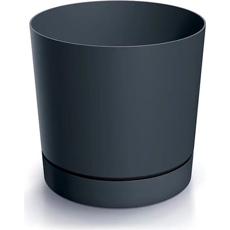 Pot de fleurs avec soucoupe DPOP240-S433 - Anthracite - Design moderne - Résistant aux intempéries