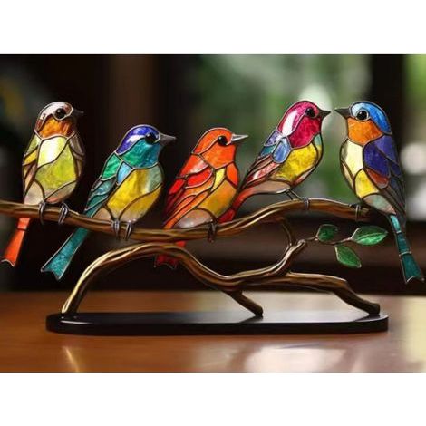 Bunte Vogelfiguren aus Acryl, dekorative Ornamente, Wohnaccessoires, moderner Stil, Tischdekoration für Wohnzimmer, Schlafzimmer, Büro (1/5)
