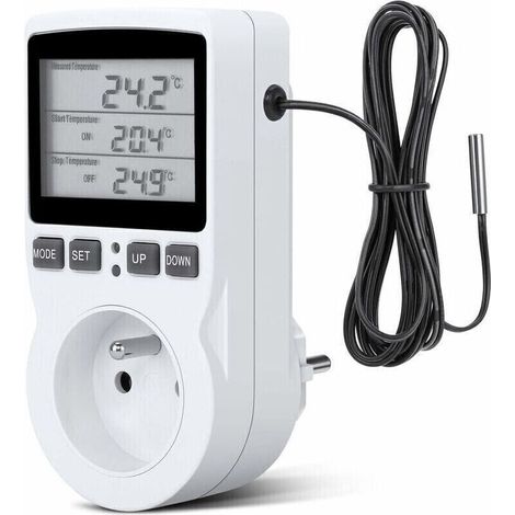 Prise Thermostat, Prise Minuteur Digital, Prise Programmable Digitale avec Sonde, Minuterie Numérique Programmable, Prise Thermostat chauffage pour Serre, Aquarium (1/5)