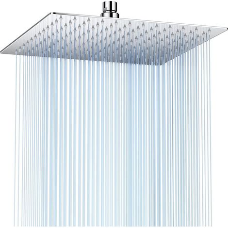 Regendusche Duschkopf 30x30cm Quadratisch Edelstahl Ultra-dünn mit Anti-Kalk-Düsen (1/5)