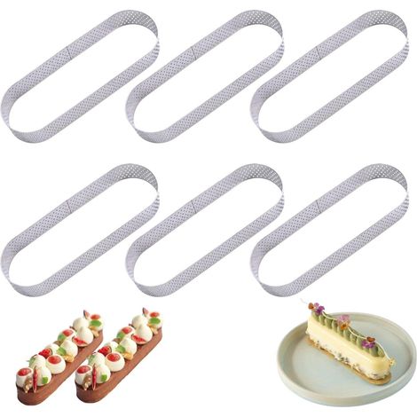 Lot de 6 Moules à tartelettes, Acier inoxydable perforé, Résistant chaleur, Pour pâtisseries et quiches