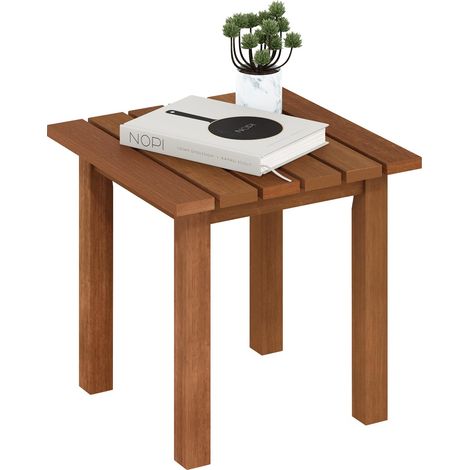 Table De Patio, Table D'Appoint D'Extérieur, Table Basse, Finition Teck Huilé, pour Patio, Jardin, Véranda, Naturel (1/5)
