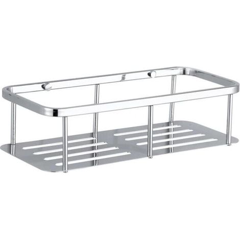 Exklusives Duschregal aus Edelstahl – Badezimmerregal mit Duschwanne, Eckhalterung zur Wandmontage (Edelstahl, 1-stufig) (1/4)