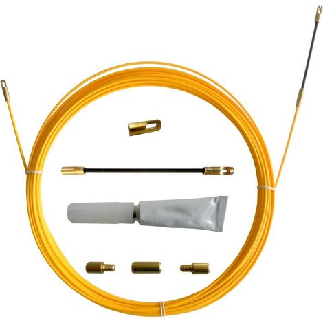 Sonda tiracavi in fibra di vetro, Ø3mm, 20 metri, con set di riparazione, gialla - Velamp SFR-020
