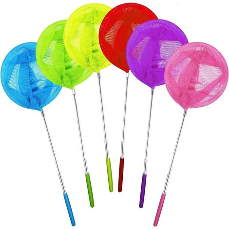 Set di 6 retini telescopici per farfalle, retini da pesca estensibili da 37 a 86 cm per bambini, ideali per catturare insetti e per attività all'aperto in giardino [6 colori]