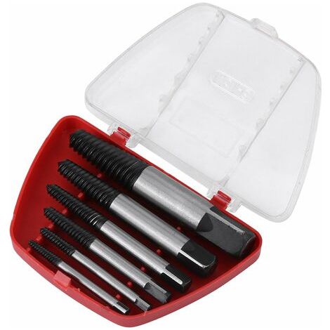 Broken Screw Extractor 6pcs GCR15 Steel Tool Damaged Bolt Screw Stud Drill Extractor Removal Set Easy Out Removal Tool (1/5)