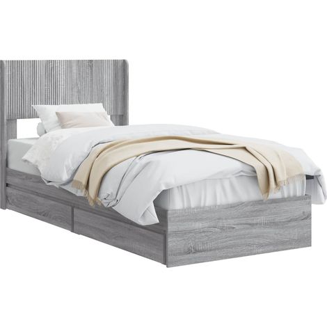 Bed Frame with Storage and Headboard Grey Sonoma 90 x 200 cm vidaXL (1/5)