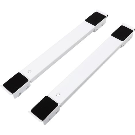 Support de poulie universel pour appareils électroménagers, supportant une charge de 300 kg, avec base à rouleaux rétractables et levier pour machine à laver (blanc). (1/5)