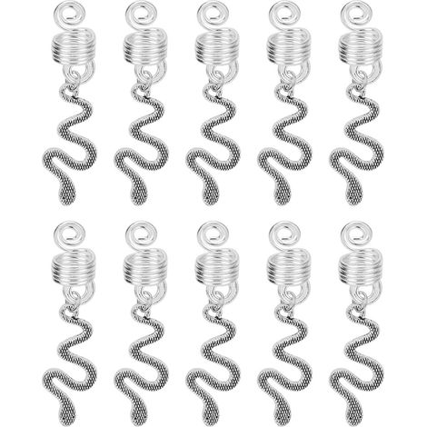 10 spirales en alliage pour barbe, pendentifs serpentins DIY pour dreadlocks, accessoires pour cheveux en forme de ressort, lot de 10 pièces (1/5)