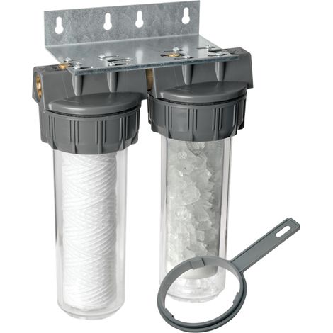 Apic – Filtre sur robinet Dualofiltre 2 – Anti-impuretés et anti-tartre – Installation sur arrivée d'eau générale – Fabriqué en France