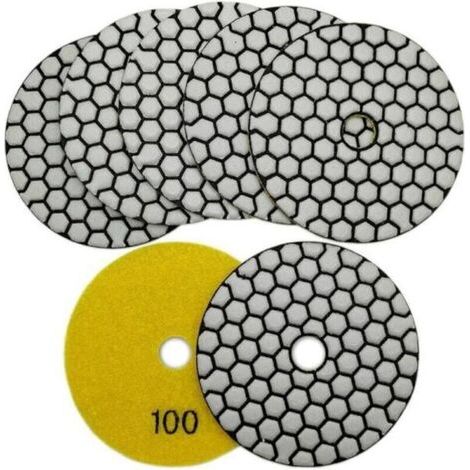 BUNTHAUS Lot de 7 disques de polissage diamantés 4/100 mm, tampons de polissage diamantés à sec pour marbre, granit, pierre, béton (100)