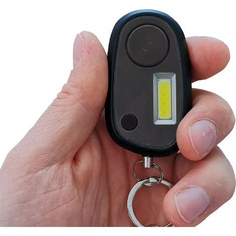Alarme personnelle compacte anti-agression vol sos - sirène 120 dB / lampe flash LED puissante 3 modes - Noire (1/2)