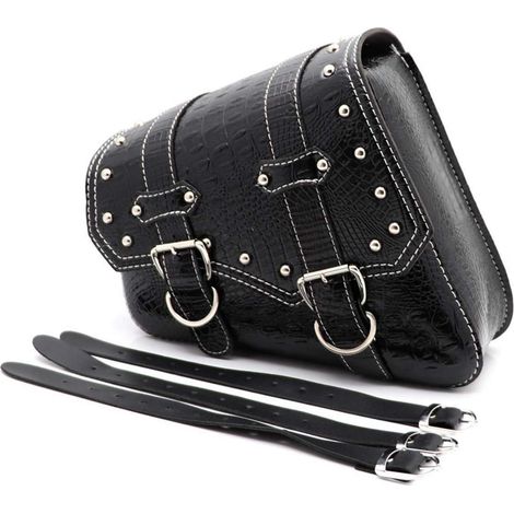 Motorrad Satteltasche PU Leder Schwarz Wasserdicht Linke Seite Einfache Montage (1/5)