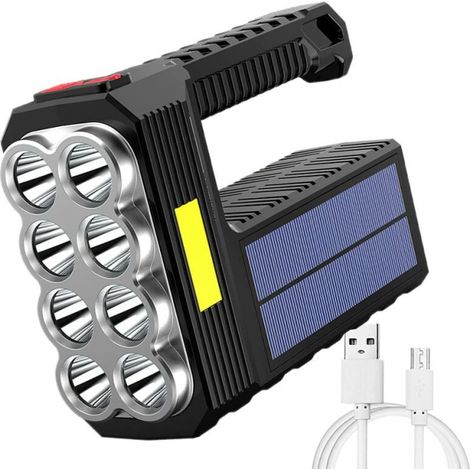 Lampe torche LED, rechargeable par USB/solaire, ultra-lumineuse. - AquaForge (1/5)