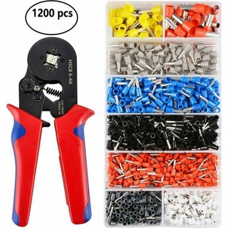Pince à Sertir Cosses Électriques - Kit Autoréglable de 1200 Bornes Cosse Isolées (0.25mm² à 10mm²) (1/4)