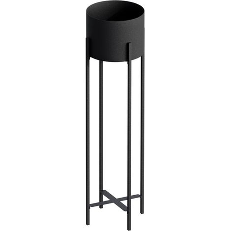Copri vaso cilindrico con gambe in metallo nero H78 cm