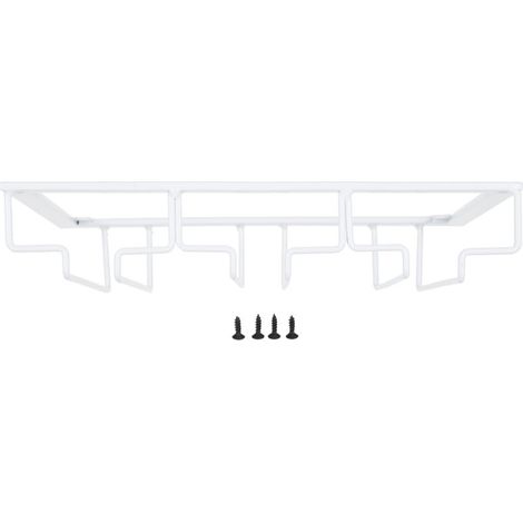 Estante para copas de vino bajo armario, soporte para copas de vino, colgador de almacenamiento, organizador metálico para bar y cocina, 3 ranuras 30x22,5cm, blanco-Crezuo