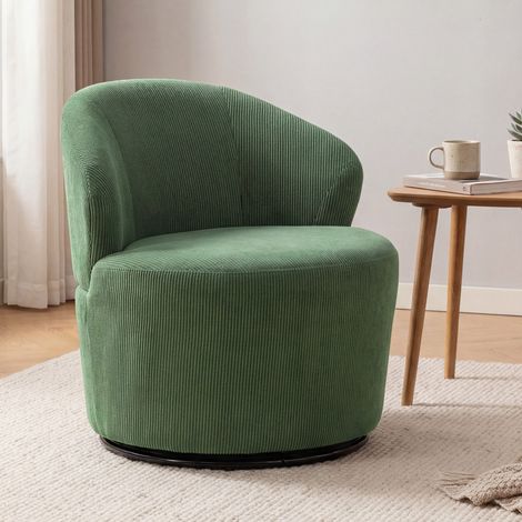 Sillón auxiliar giratorio de 360 grados, sillón giratorio moderno con base redonda, ideal para sala de estar y dormitorio, color verde. (1/5)