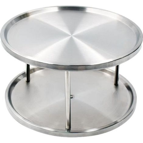 Plateau Tournant INOX 360 Rotatif,Plateau Tournant 2 étages pour épices, Plateau Tournant Placard Cuisine (1/4)