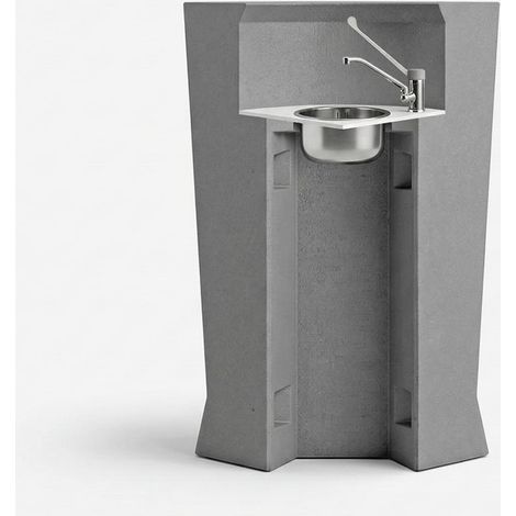 Bancone con kit lavamani integrato per bar di design Marvy bianco - Ferro (1/4)