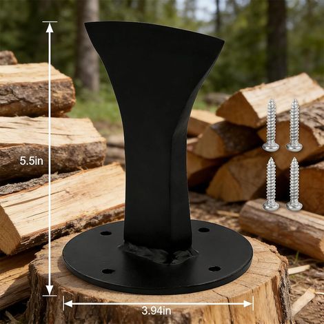 Fendeuse de bûches à tête en coin - convient aux poêles à bois, cheminées et foyers extérieurs - manuelle et portable - avec tête en coin - noire - vis de montage incluses. (1/5)