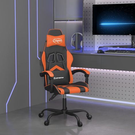 vidaXL Silla gaming cuero sintético negro y naranja (1/5)
