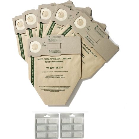 6 SACCHETTI FOLLETTO VK130 / VK 131 + 10 PROFUMI PRODOTTI ITALIA NO ORIGINAL (1/2)