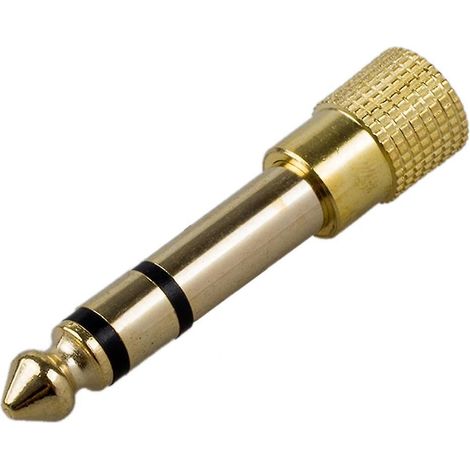 Adaptateur pour casque de haute qualité avec fiche stéréo plaquée or, connecteur mâle 1/4 pouce (6,3 mm) vers femelle 1/8 pouce (3,5 mm). (1/4)