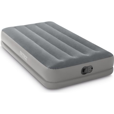 Intex 64112 - Materasso Gonfiabile Prestige Mid-Rise Singolo, con Pompa USB incorporata, PVC, Grigio, 99x191x30 cm (1/5)