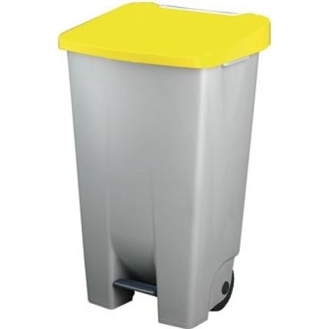 Contenedor selectivo amarillo pedal y ruedas 120 l denox