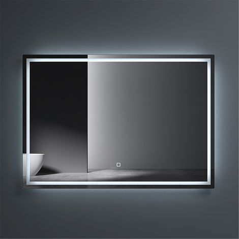 doporro® Badspiegel-02 Led-Lichtspiegel 100x60cm mit Dimmen-Funktion Beschlagfreier Wandspiegel Touchbedienung 5mm Float-Glas (1/5)