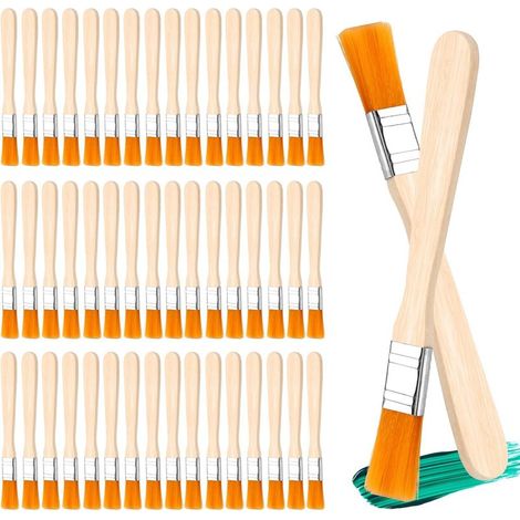 50 PCS Pinceaux Set avec Manche en Bois Petit Pinceau Plat pour Peinture Murale, Vernis, Colles et Bricolage Idéal pour Artistes, Débutants et Projets Créatifs DIY de Haute Qualité (1/5)