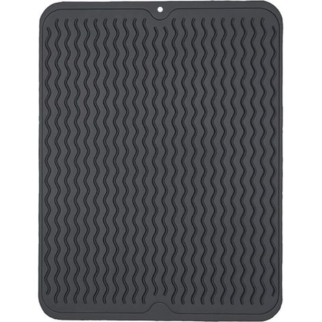 Tappetino drenante in silicone, resistente al calore, facile da pulire (40 x 30 cm, nero) (1/4)