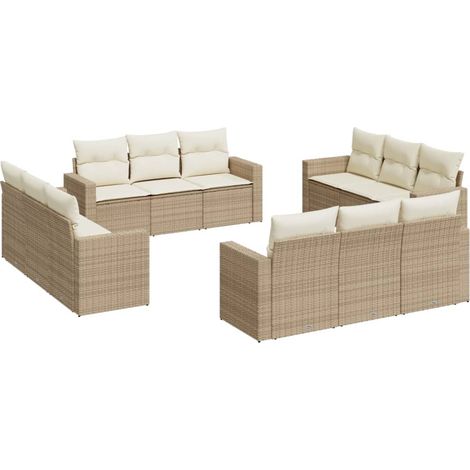 Maison Exclusive - 12-tlg. Garten-Sofagarnitur mit Kissen Beige P