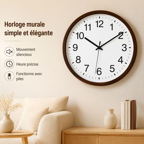 Horloge murale ronde silencieuse à quartz or clair diamètre 22 cm 22 cm doré 700 g – Livraison gratuite (1/5)