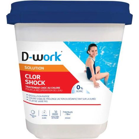Chlore Choc Pastilles 30 g - 5 kg - 0% stabilisant - Traitement Rapide et Efficace de Piscine - D-Work