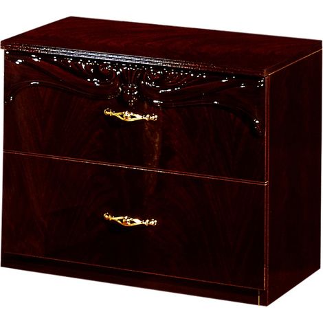 Chevet 2 tiroirs baroque bois brillant acajou Venize 50cm (1/3)