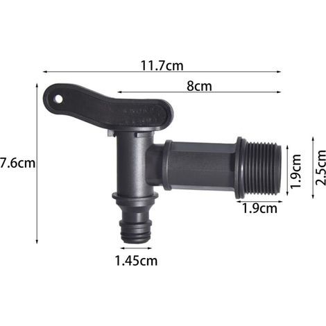 Robinet Cuve 1000l Plastique 3/4'' pour Recuperateur Eau de Pluie, Adaptateur de Boîte de Rangement d'eau IBC avec Joint Contre-Ecrou et Raccord de Robinet (2 Pcs) (1/3)
